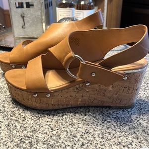 Marc Fisher Mfrana cork wedge Leather Sandal